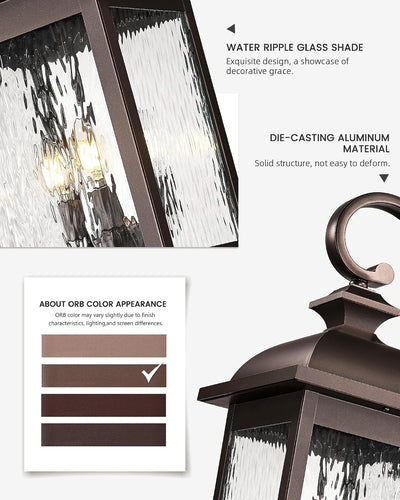 Aplique pared exterior 26pulg 3 luces ORB E12