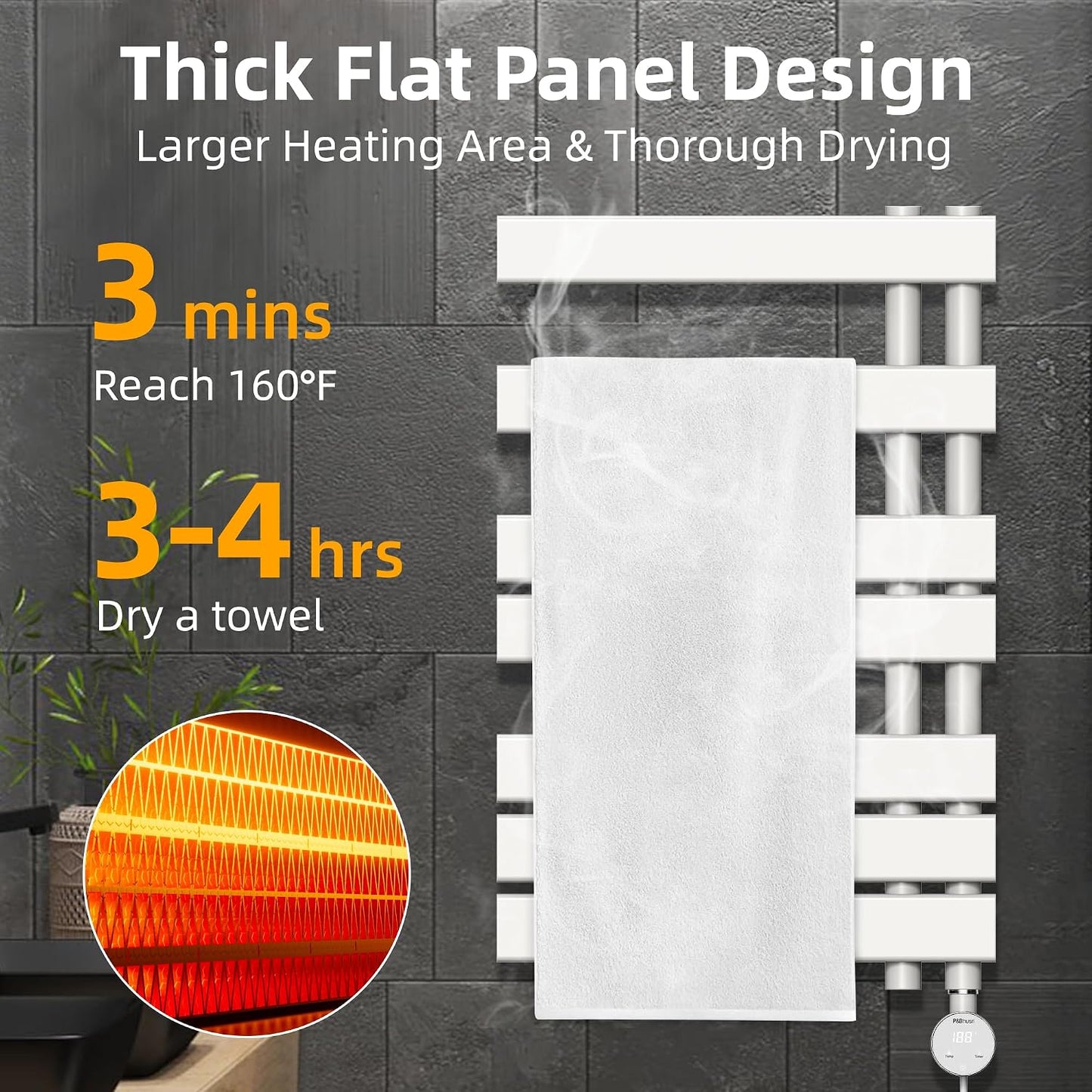 Calentador toallas eléctrico panel táctil 31.5" blanco