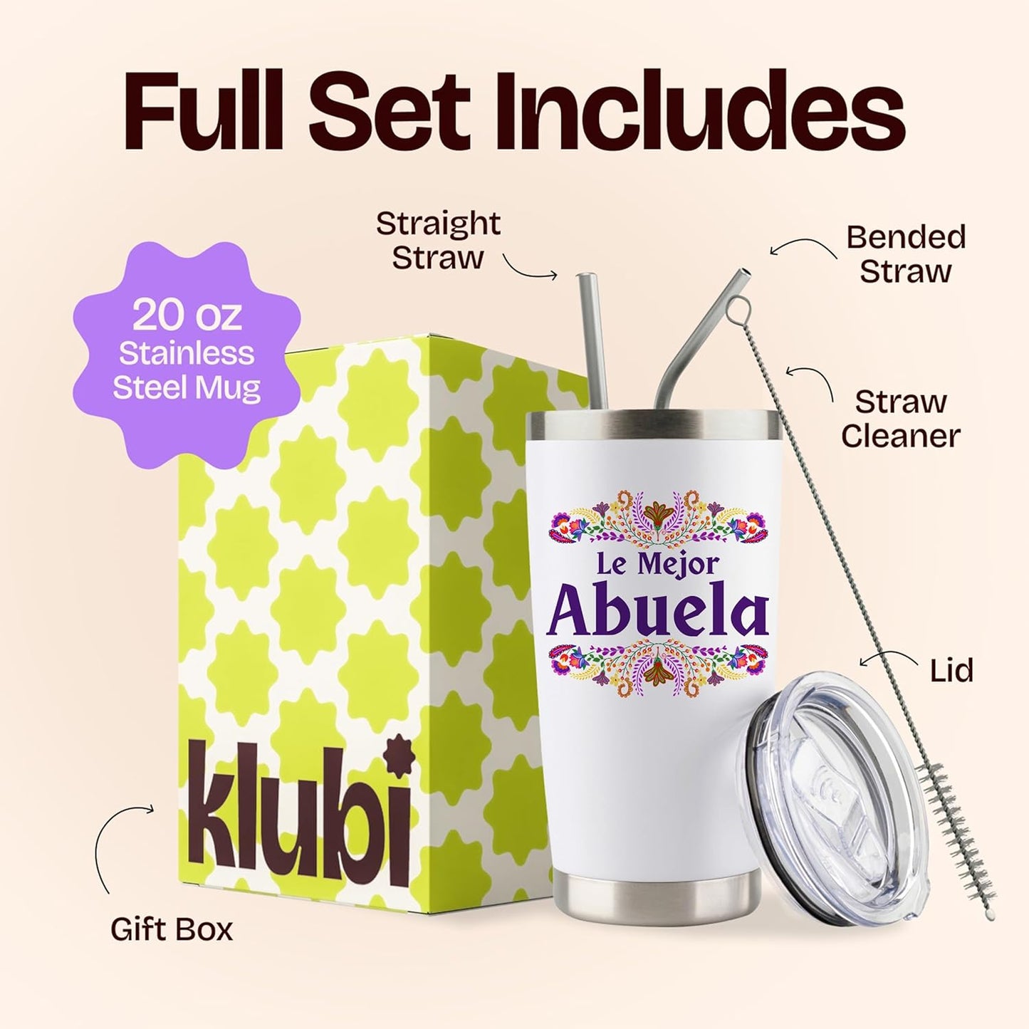 Taza de café para abuela de acero inoxidable 20 oz