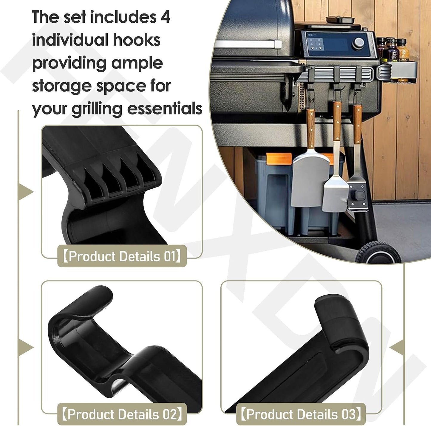 Accesorio Pop and Lock para parrilla Traeger 4 ganchos plástico negro