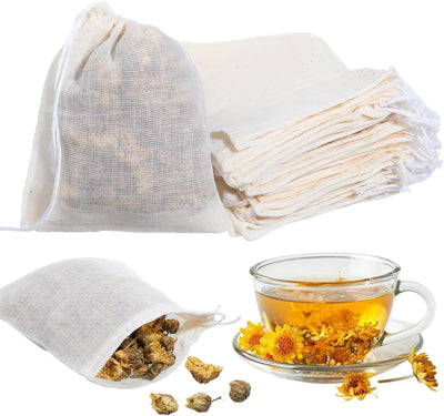 50 bolsas de ramo de garni muselina con cordón 4 x 3 pulgadas sin blanquear para té cocina reutilizable