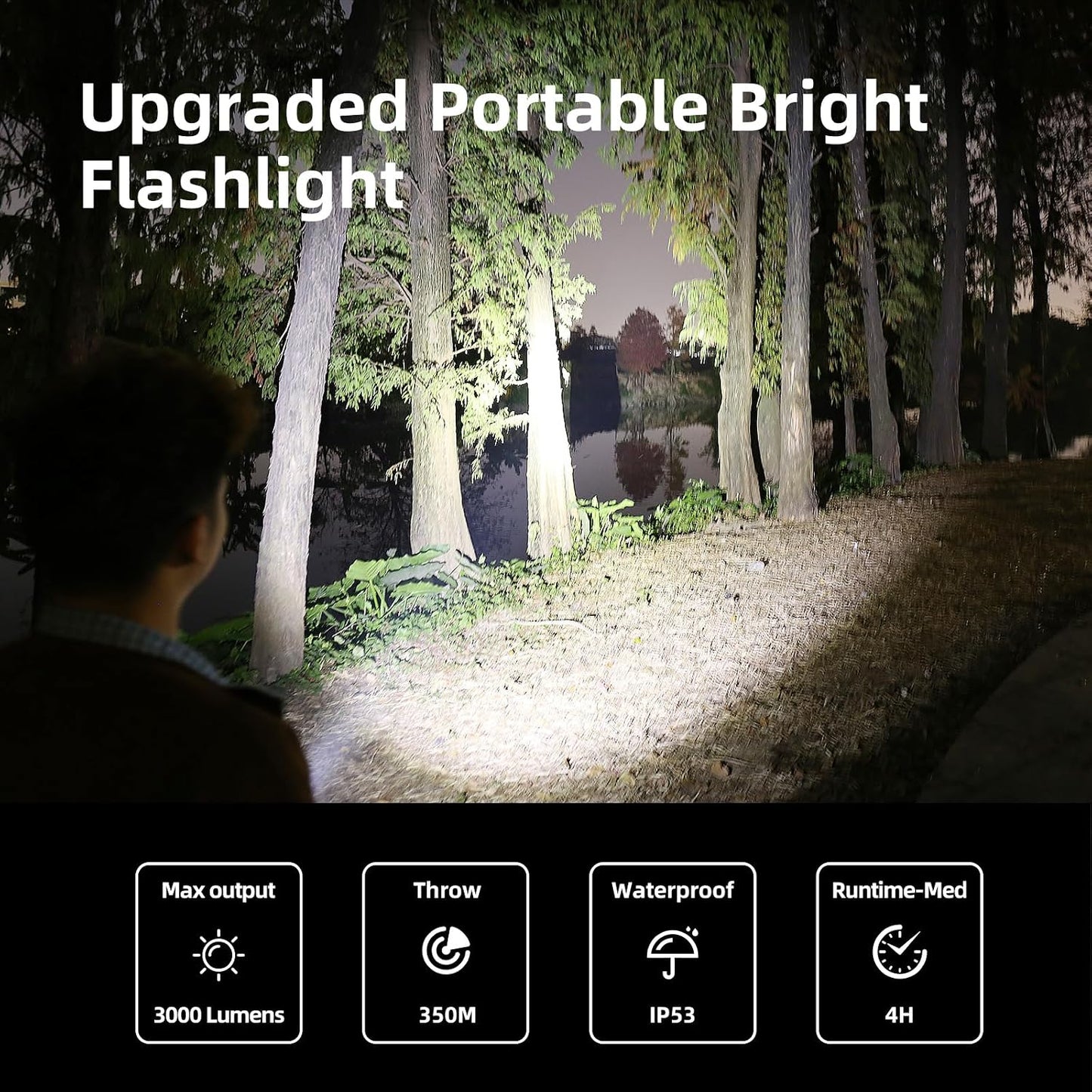 Linterna LED recargable 5000 mAh ajustable IP35 para campamento