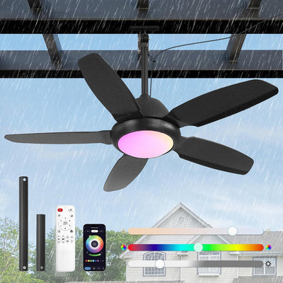 Ventilador techo IP65 RGB 42pulg exterior control remoto motor CC