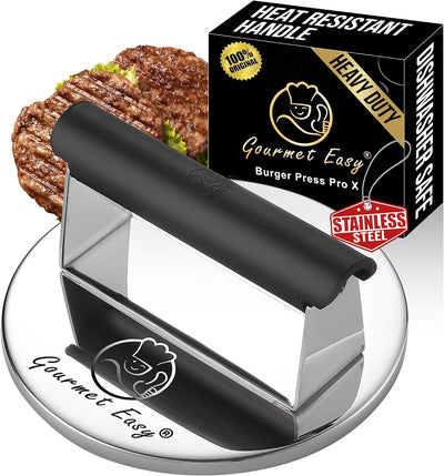 Prensa hamburguesas acero inox 2lb mango resistente lavavajillas