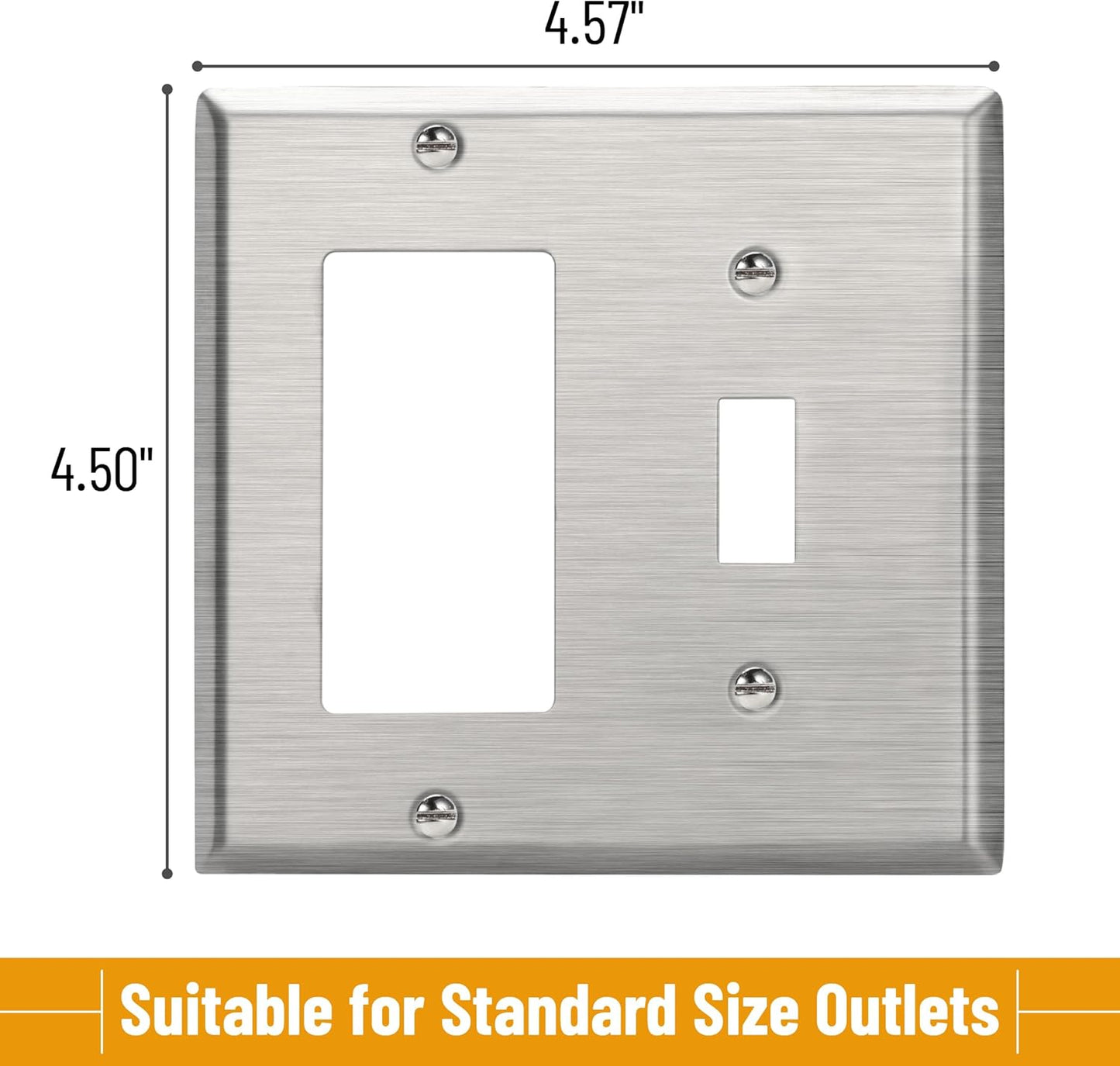 Placa pared interruptor palanca acero inox plata 4.50x4.57