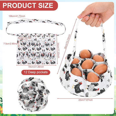 Apron y canasta para recoger huevos con 19 bolsas