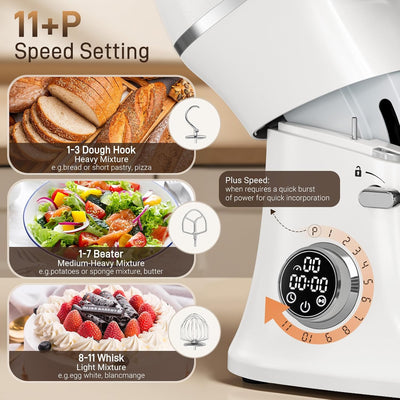 Batidora de Pie 7qt Aluminio Fundición 650W 12 Velocidades