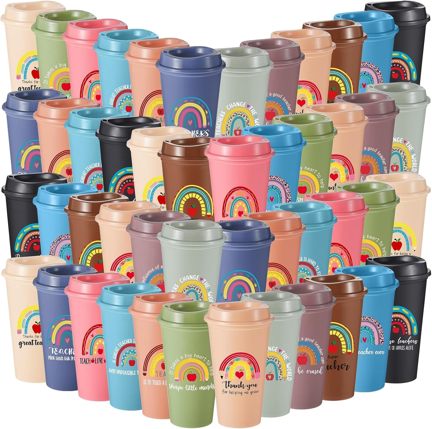 48 Pzas Tazas Café 16oz Con Tapas Regalo Profesor