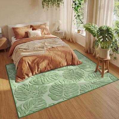 Alfombra salvia Monstera 5x7ft pelo alto lavable sala