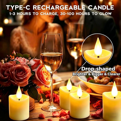 6 Velas Té LED Recargables 1.5x2.2pulg Control Remoto