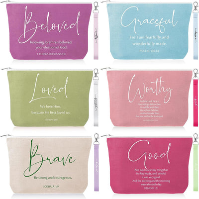 12 Pzas bolsas maquillaje lona versículo Biblia llavero Pascua