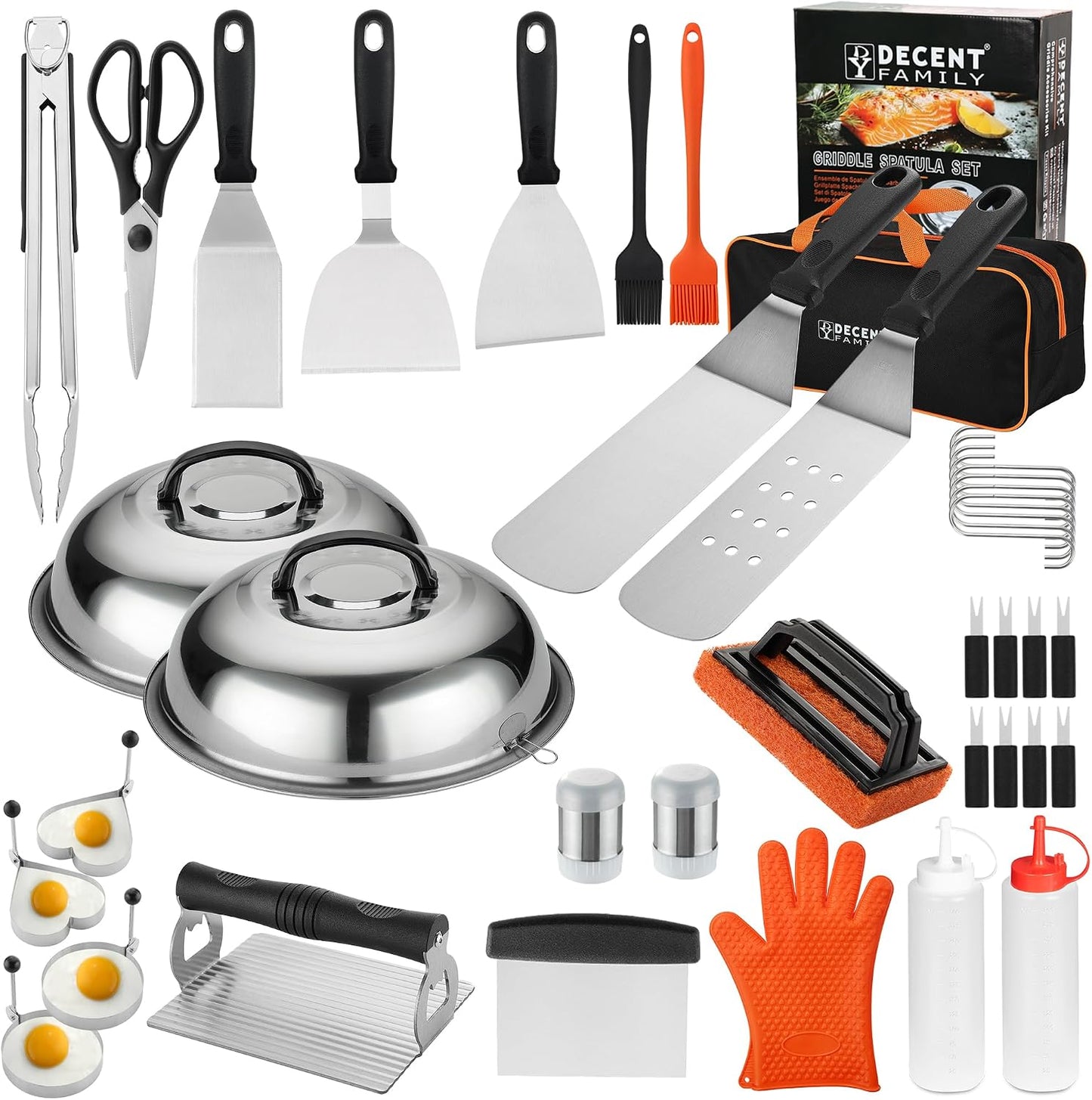 Set 40 accesorios parrilla con cubierta espátula raspador