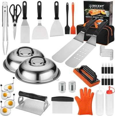 Set 40 accesorios parrilla con cubierta espátula raspador