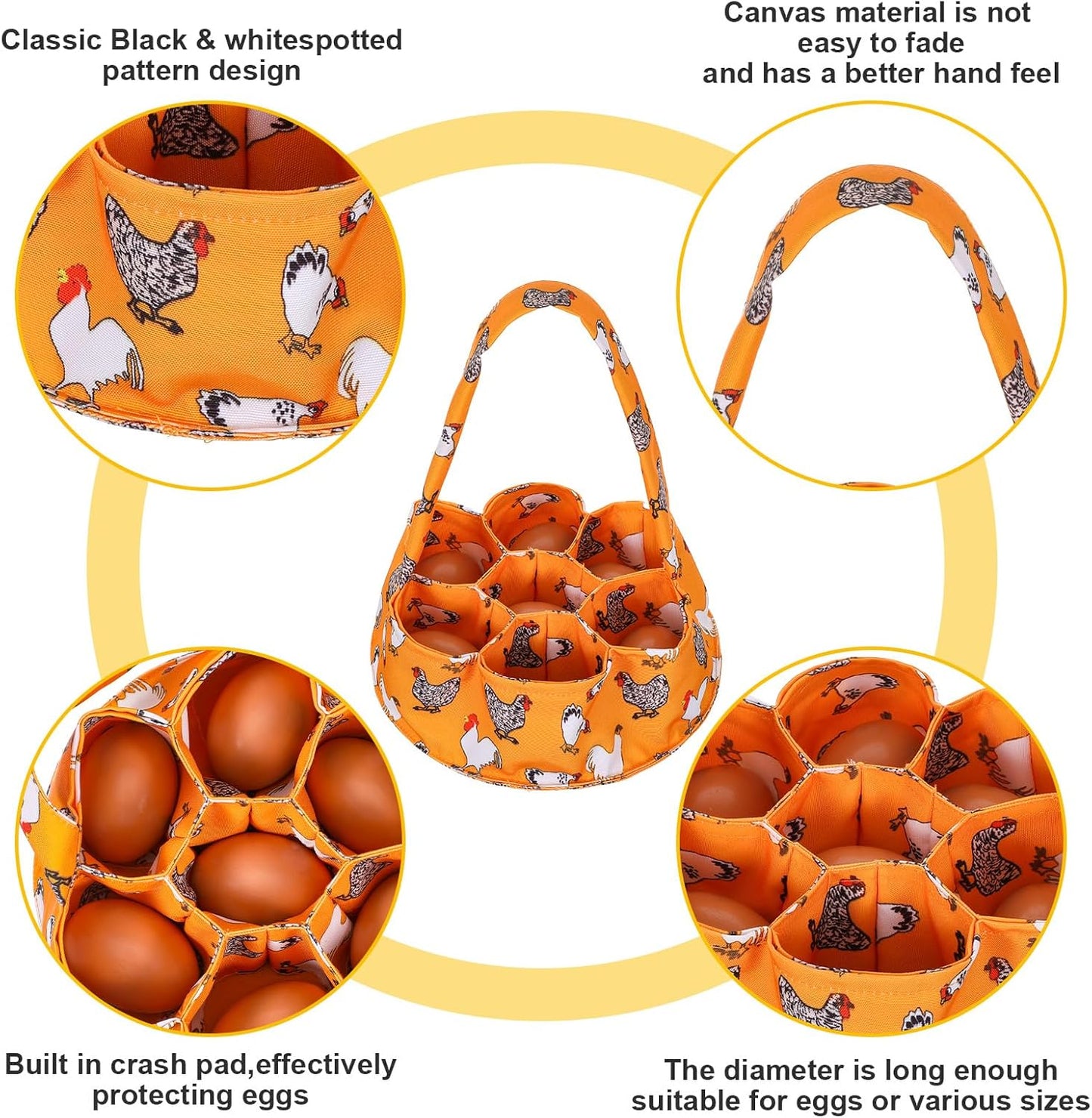 Bolsa recolectar huevos lona 7 pzas lavable cesta jardín
