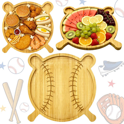 Plato de tablero de charcutería de madera con temática deportiva de béisbol
