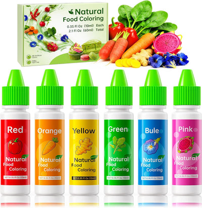 Set de colorante alimenticio natural sin gluten 6 colores para repostería y decoración
