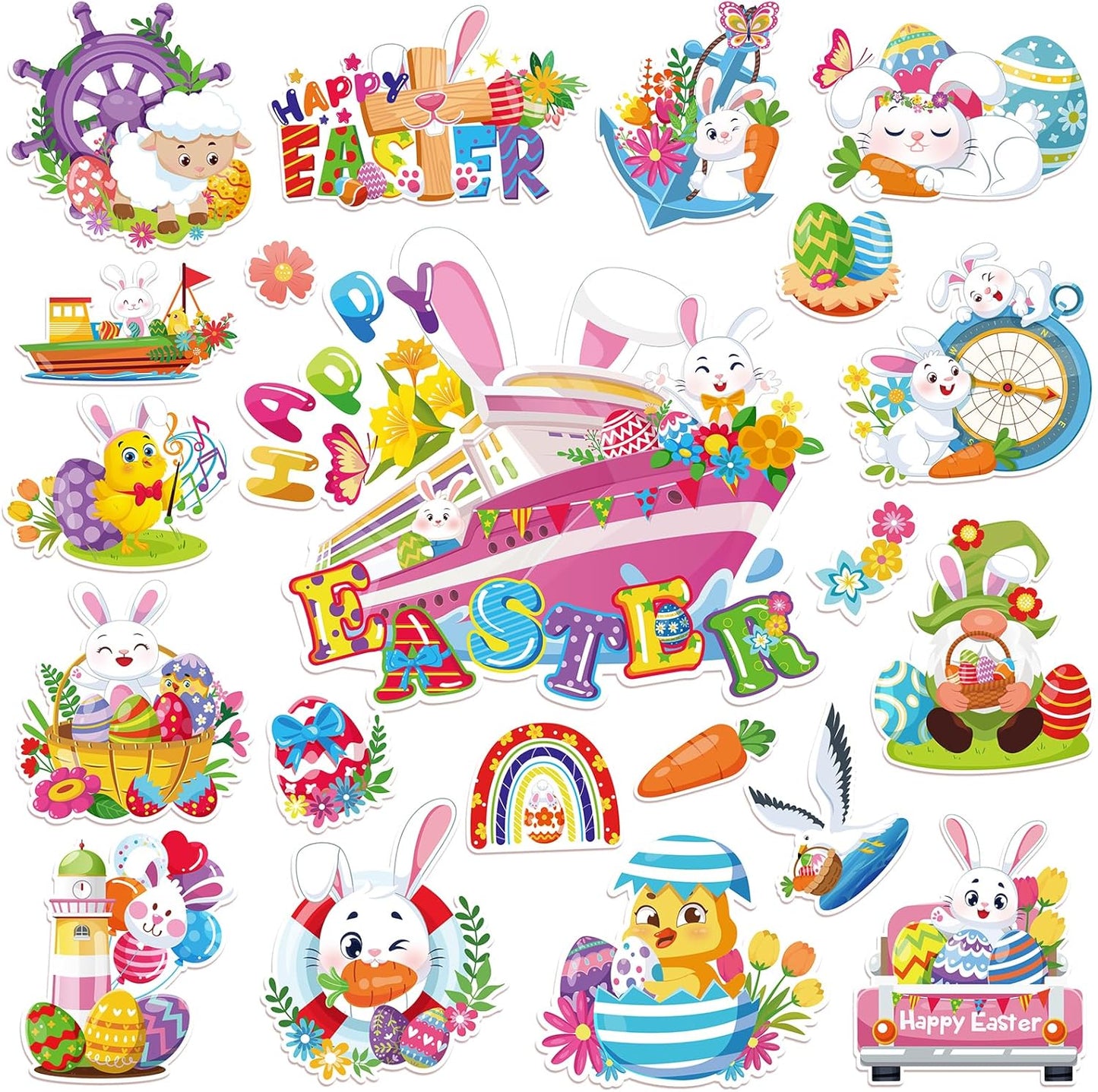 21 Pzas Decoración Puerta Pascua Huevos Conejitos Imanes Refri