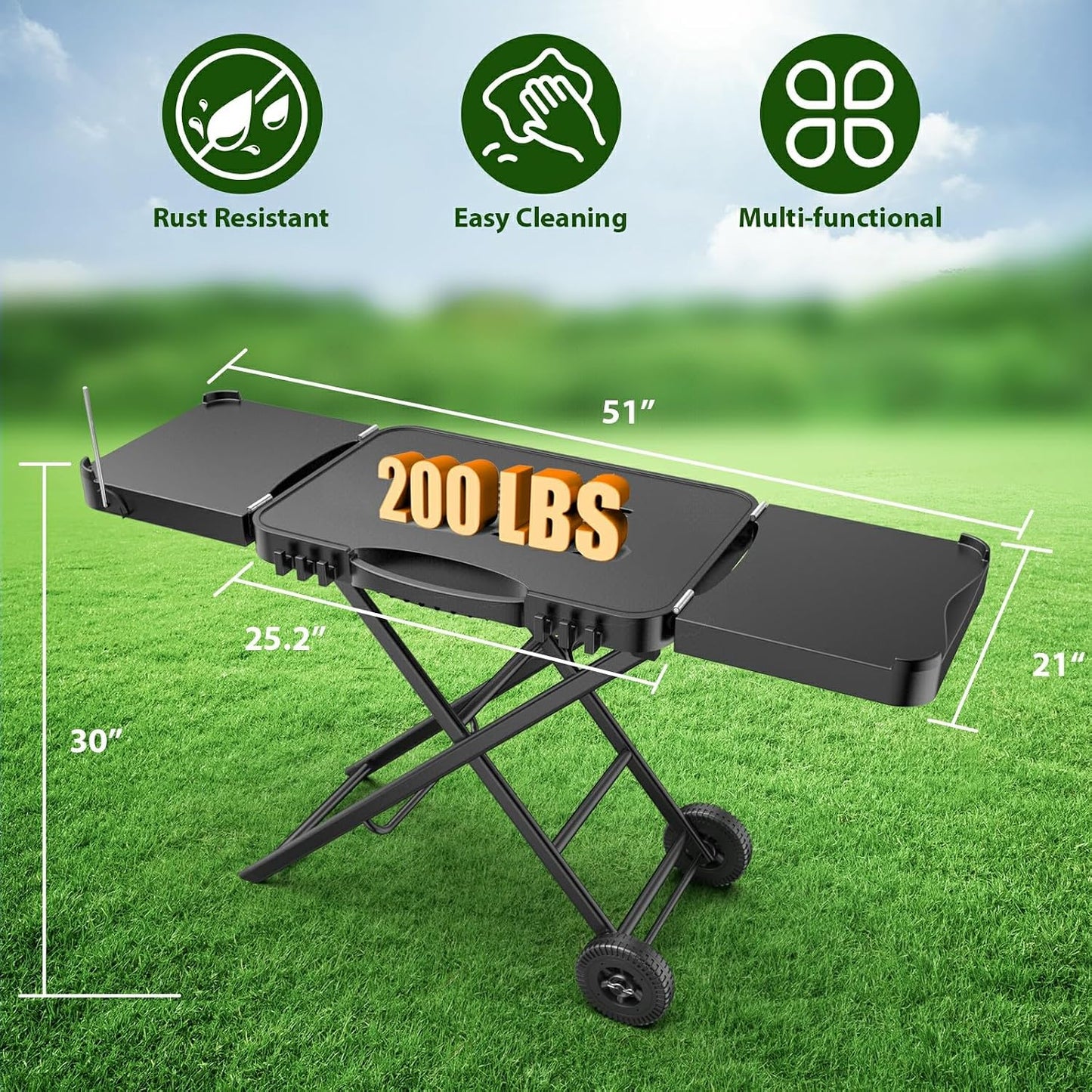 Mesa plegable parrilla portátil 51pulg camping