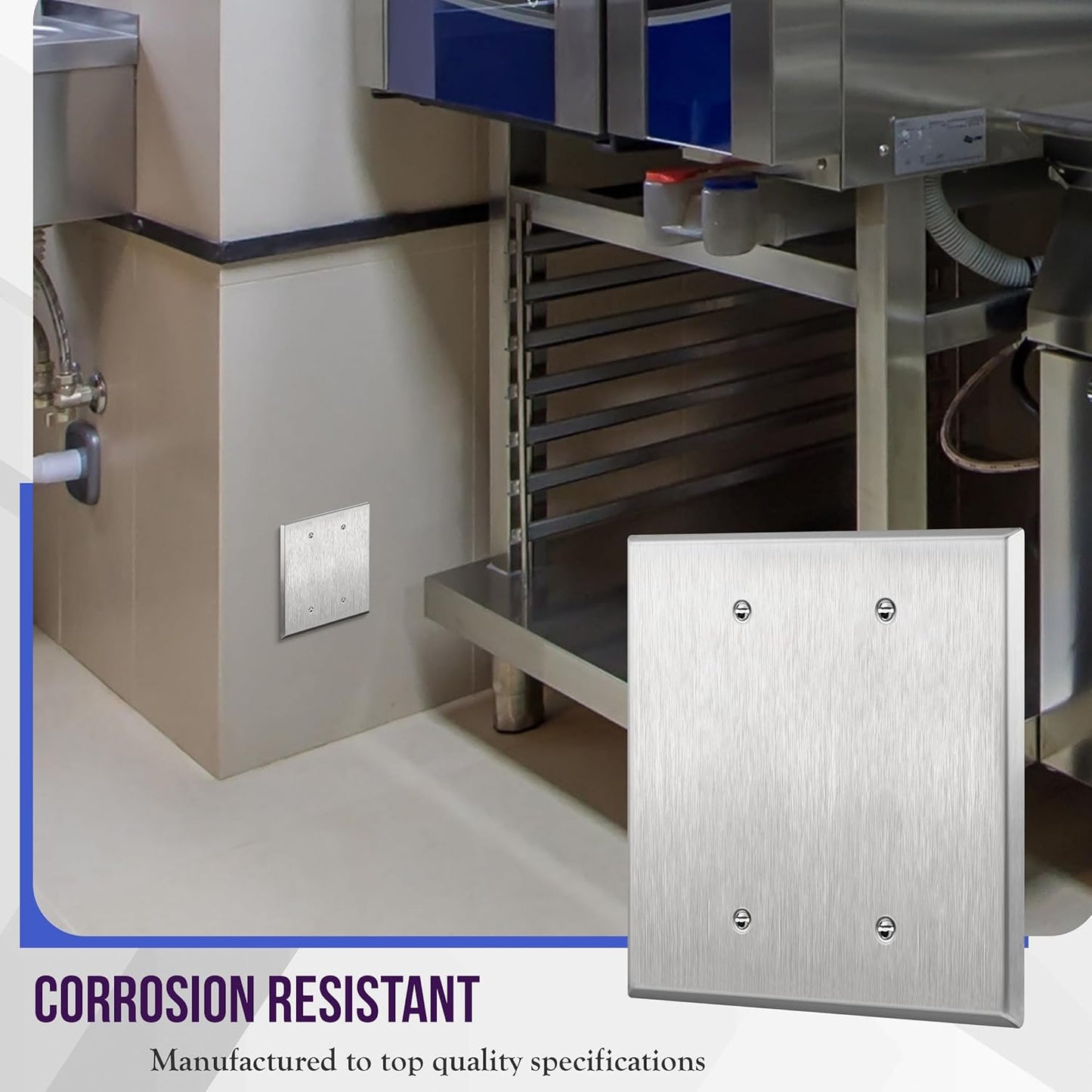 Placa pared acero inox con cubierta metálica resistente