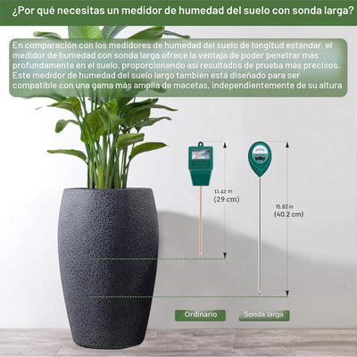 Sensor humedad suelo profundo para plantas y jardinería 2 pzas