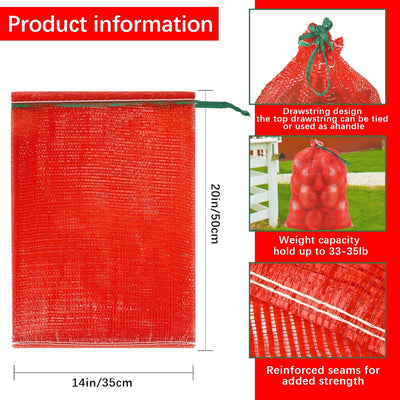 Bolsas de malla roja de cebolla 20 x 14 pulgadas con cordón reutilizables para almacenamiento