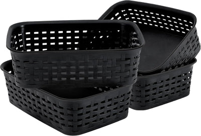 Paquete de 4 cestas de plástico pequeñas para almacenamiento