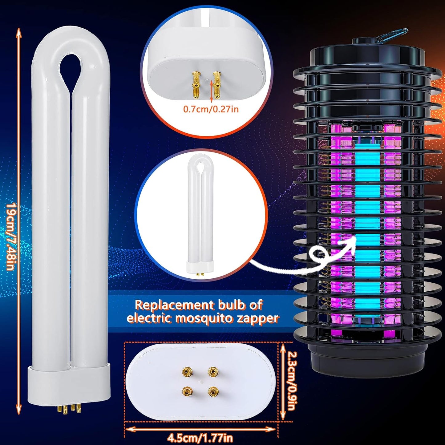 Bombilla exterminador insectos 15W forma U 4 pzas