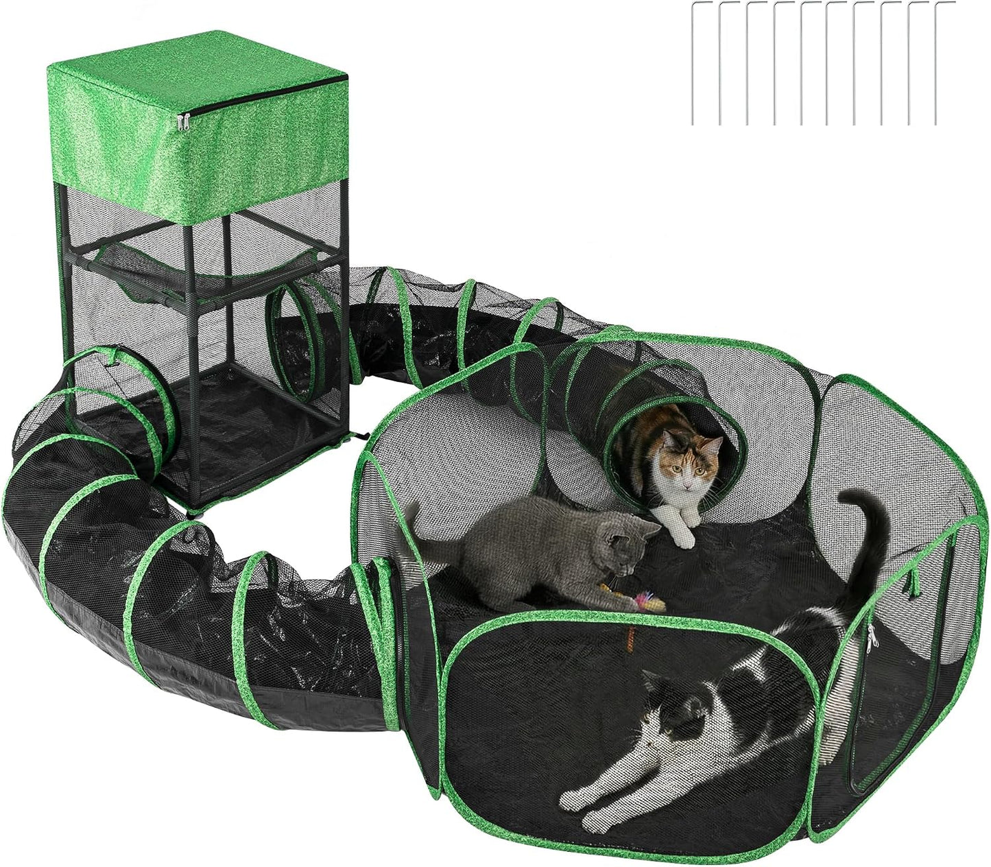 Carpa portátil para gatos con malla transpirable patio cerrado