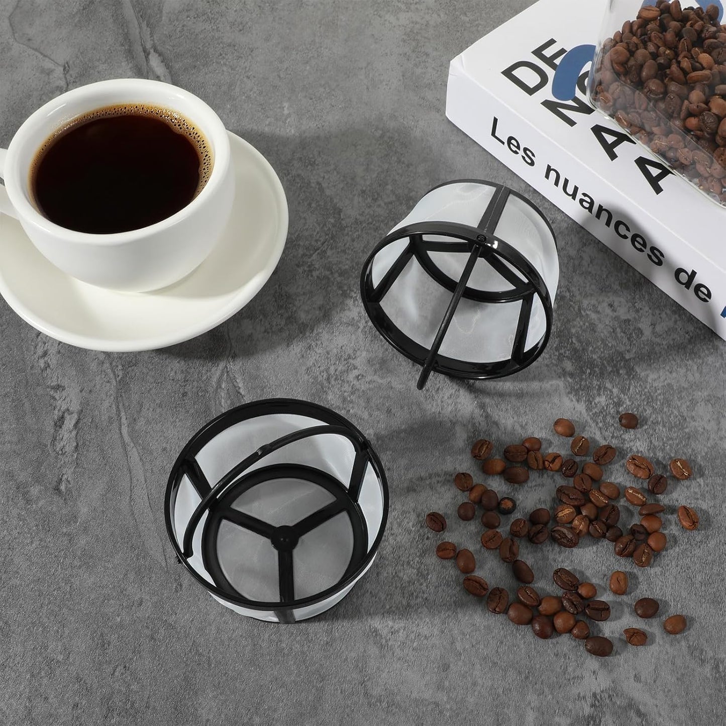 2 Filtros Café Reutilizables 4-6 Tazas Malla Nailon Asa
