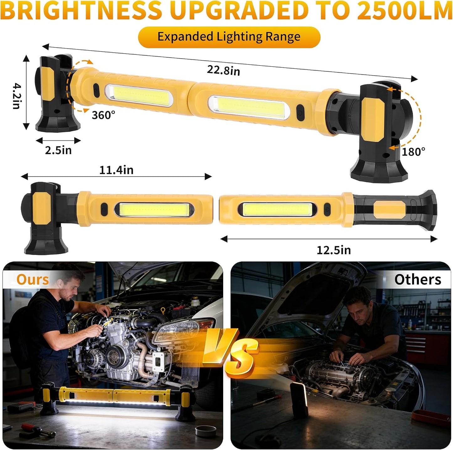 Luz trabajo recargable 5200mAh 2 barras LED 2500lm