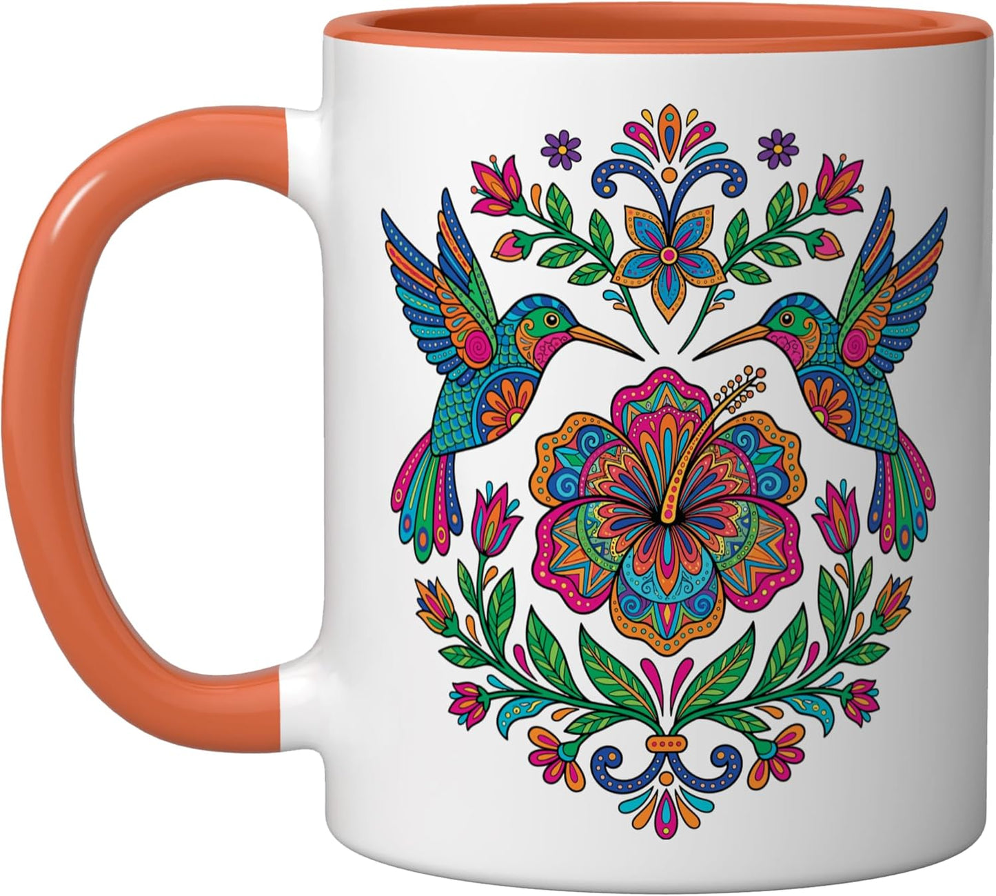 Taza Cerámica Alebrije Abeja Mexicana Naranja/Blanca