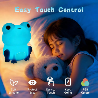 Luz LED rana Kawaii regulable con temporizador para bebé