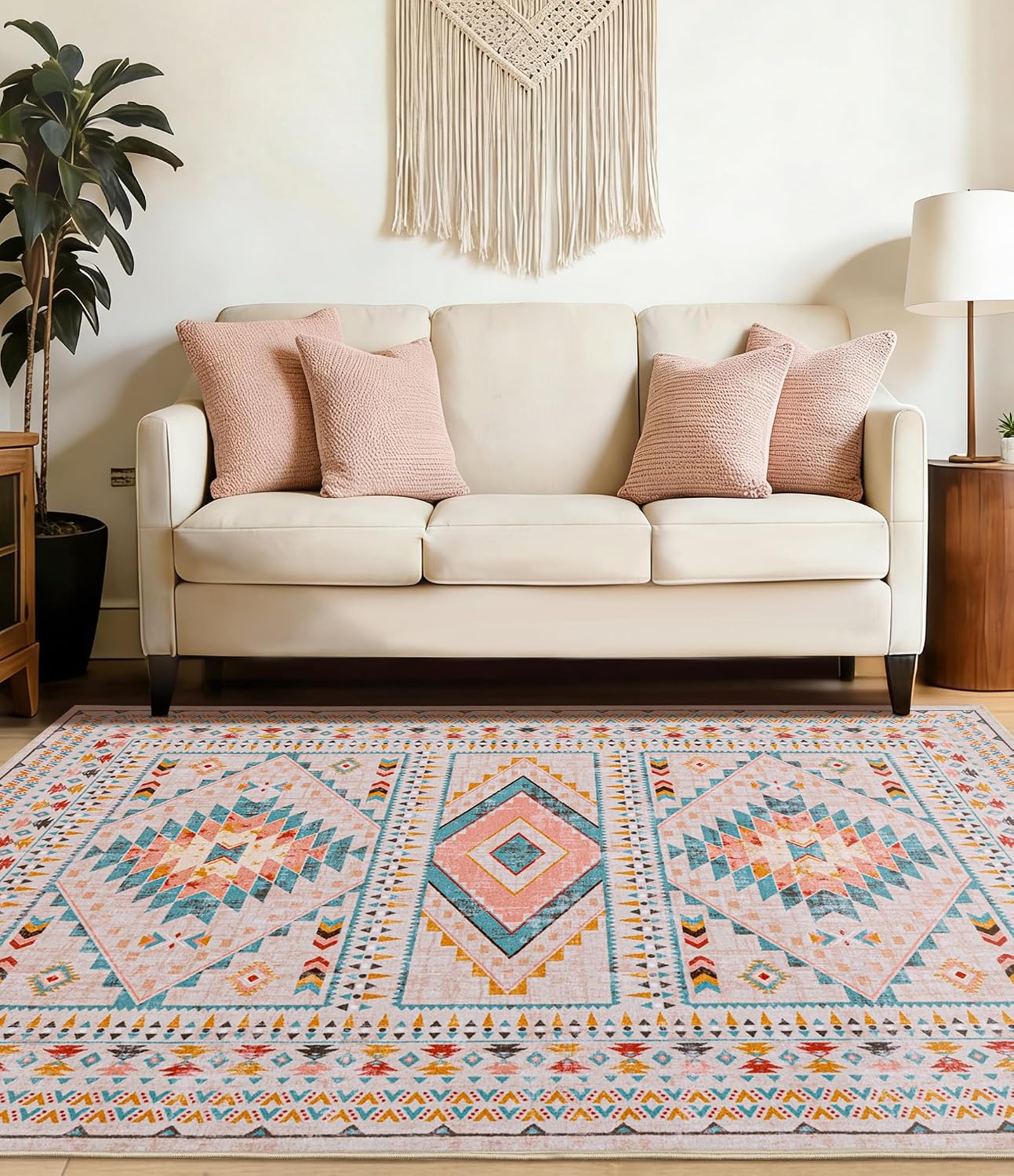 Alfombra tribal 6x9ft lavable antideslizante sala comedor
