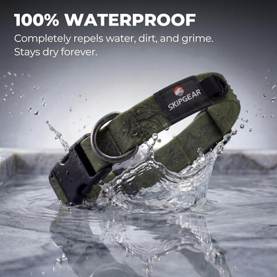 Collar perro impermeable impresión topográfica ajustable verde