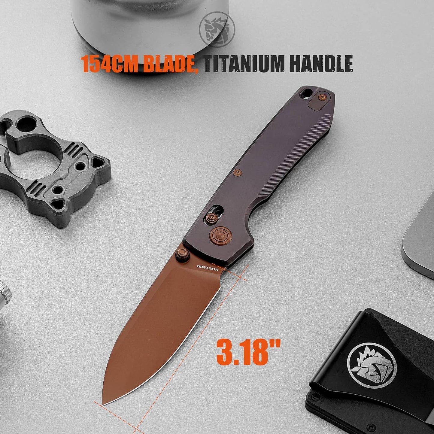 Cuchillo TiSlim Hoja Cobre 3.18pulg Mango Titanio Púrpura