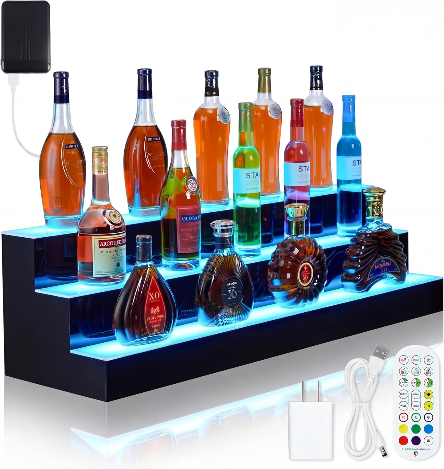 Estante LED para botellas de licor de 60 pulgadas con control remoto