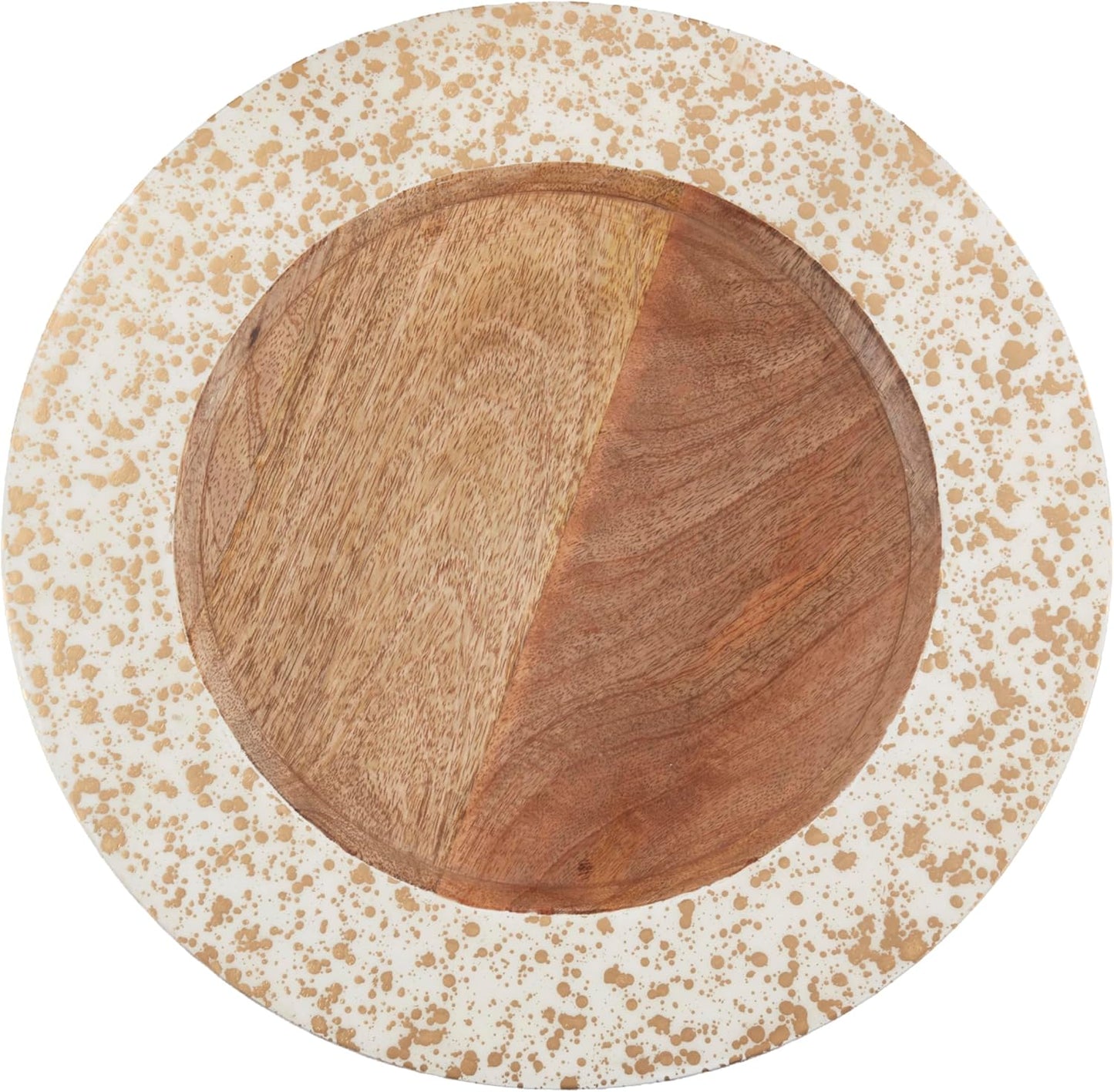 Set 4 platos madera mango texturizado redondo 13pulg