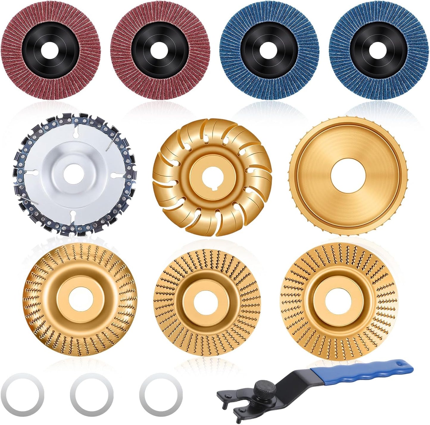 Set 14 Discos Tallado Madera Amoladora 4-4.5pulg Lijado Carpintería