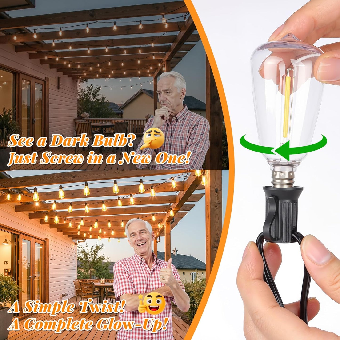 Pack 15 Bombillas LED ST38 E12 Regulables Blanco Cálido