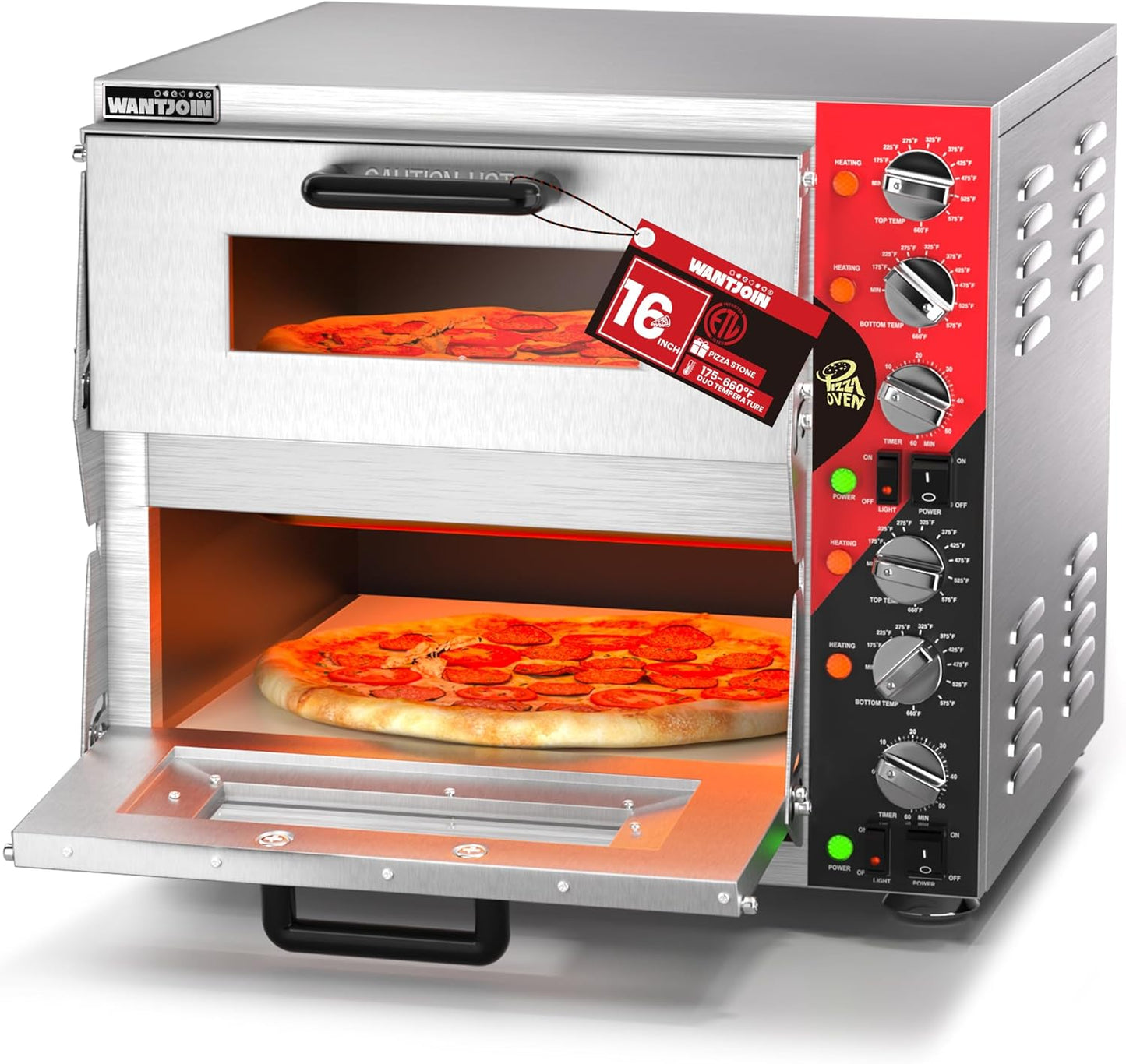 Horno de pizza comercial ETL 16" con temporizador