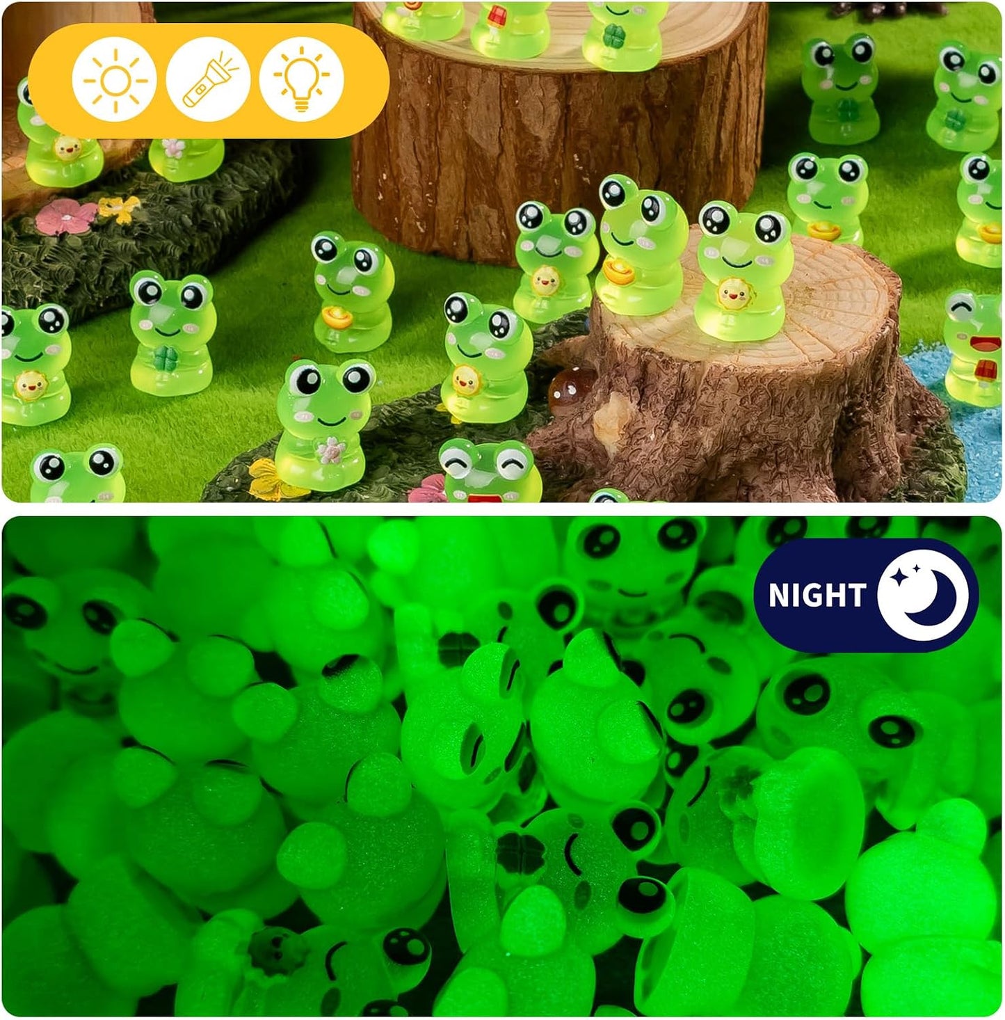 60 Pzas Ranas Resina Animales Luminosos Mini Jardín