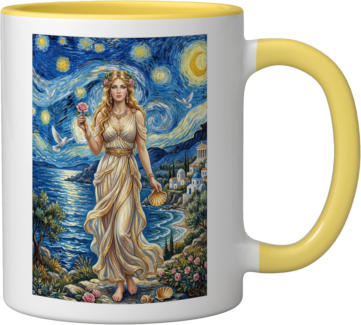 Taza Cerámica Mitología Griega Zeus Amarillo/Blanco
