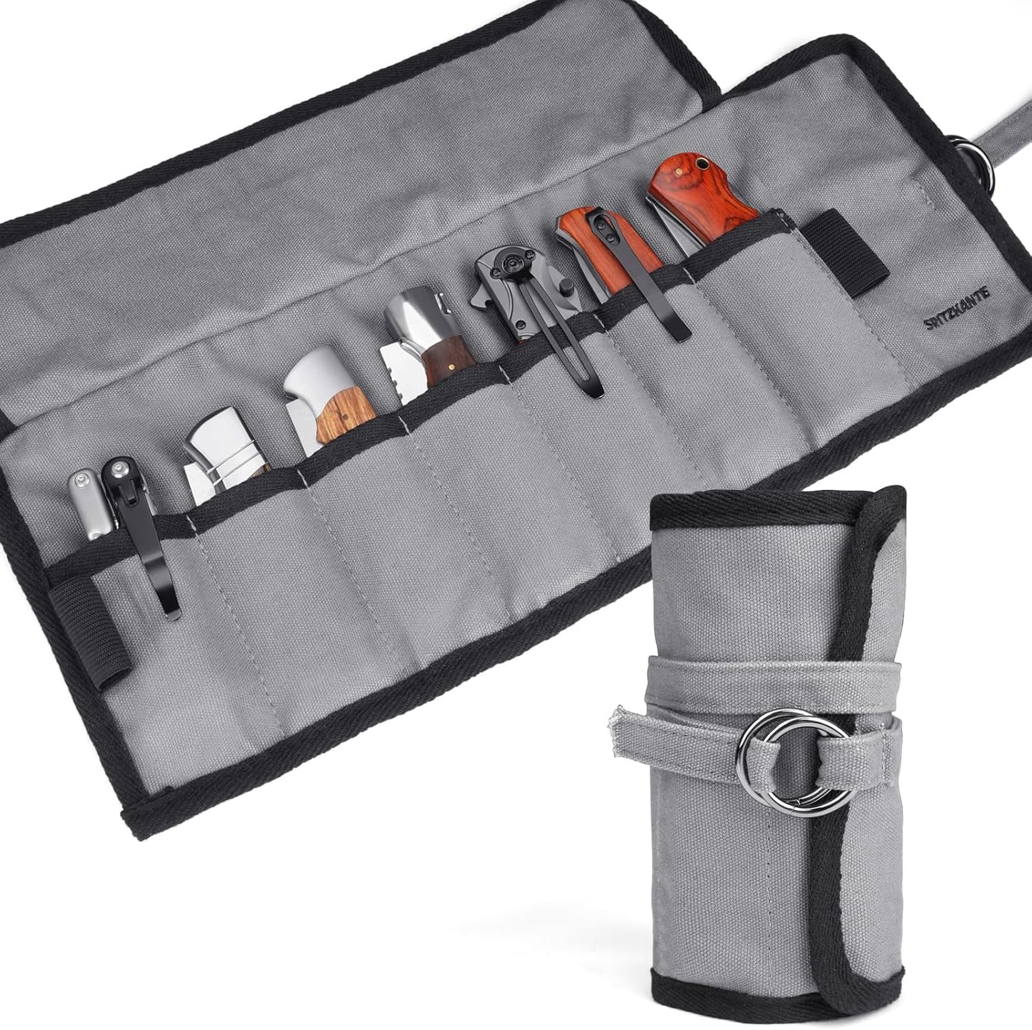 Bolsa enrollable para cuchillos de bolsillo con 7 ranuras
