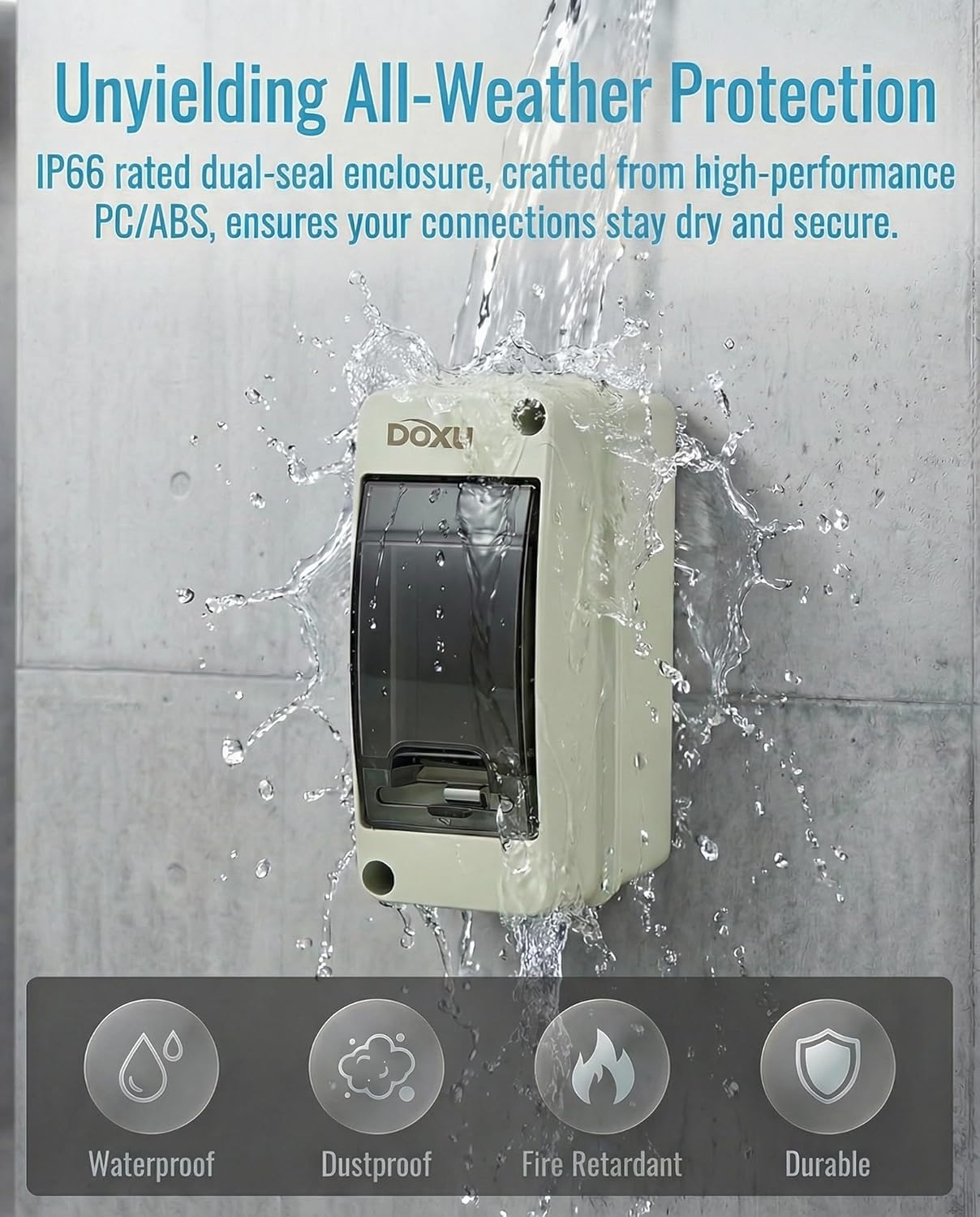 Caja protección distribución impermeable IP66 material PC