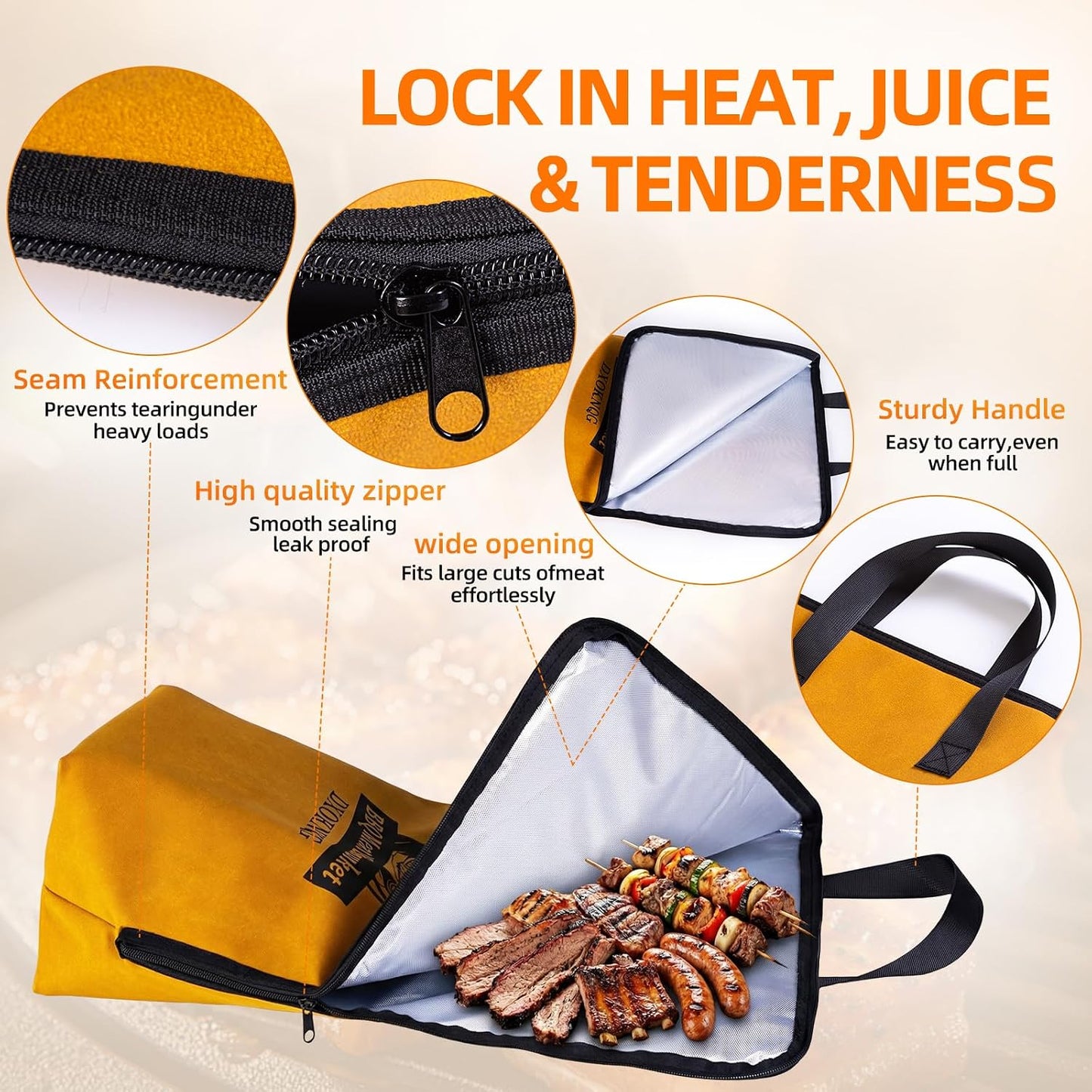 Manta carne barbacoa bolsa aislada 5 capas portátil