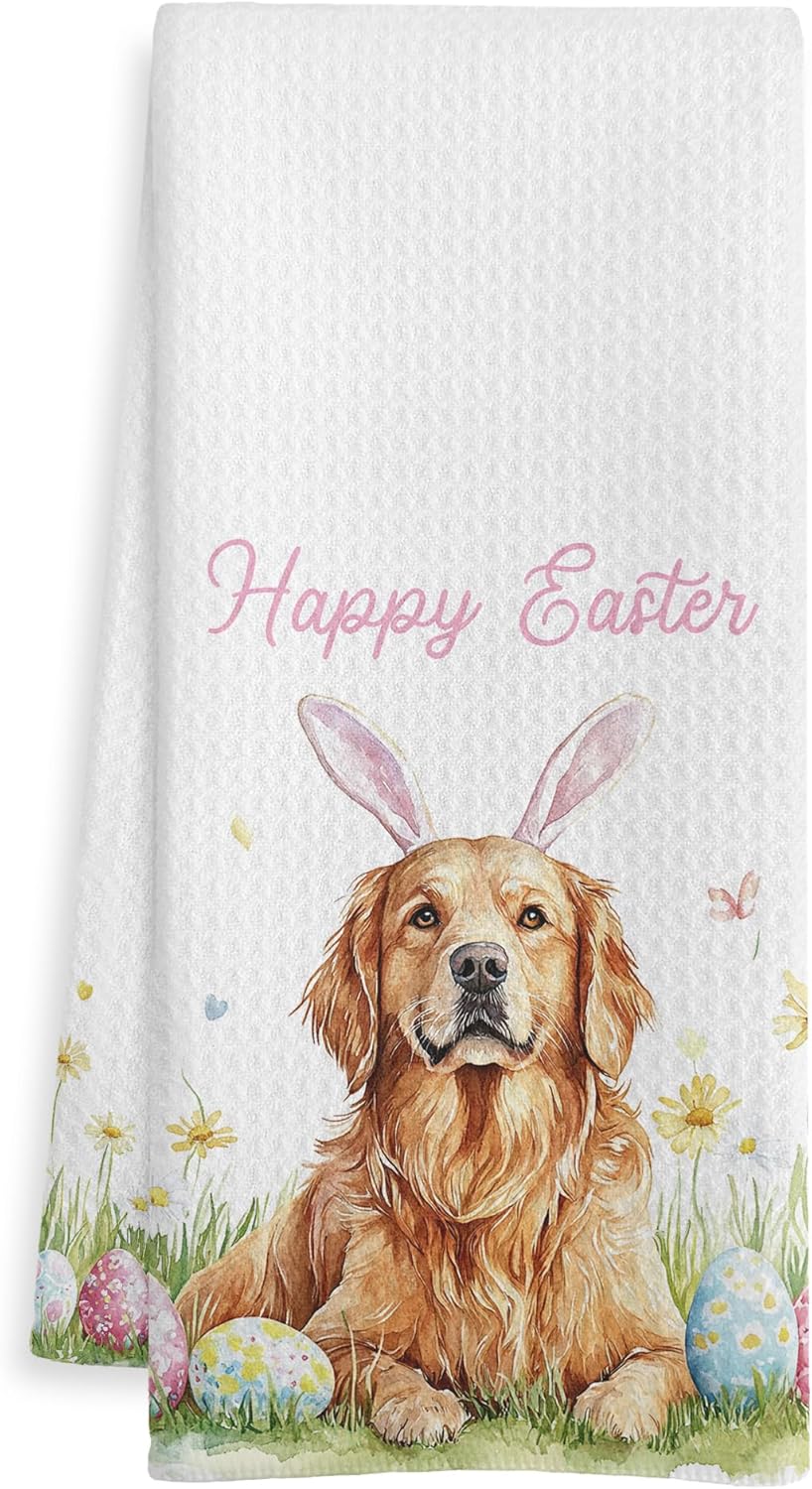 Toallas de cocina Golden Retriever primavera, regalo para mujer, toalla de mano decorativa 16x24
