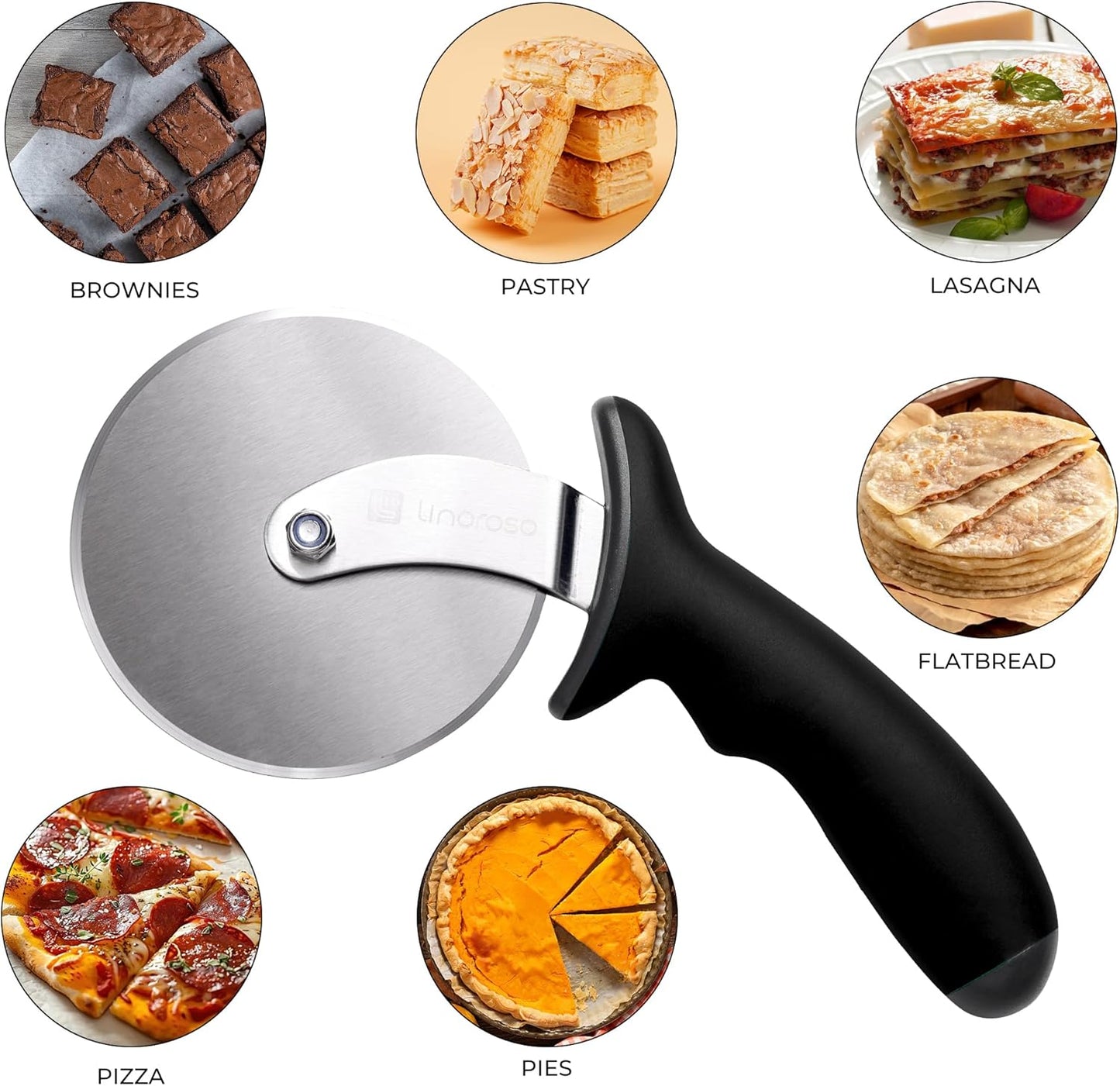 Cuchilla para pizza de acero inoxidable 4 pulgadas con mango seguro