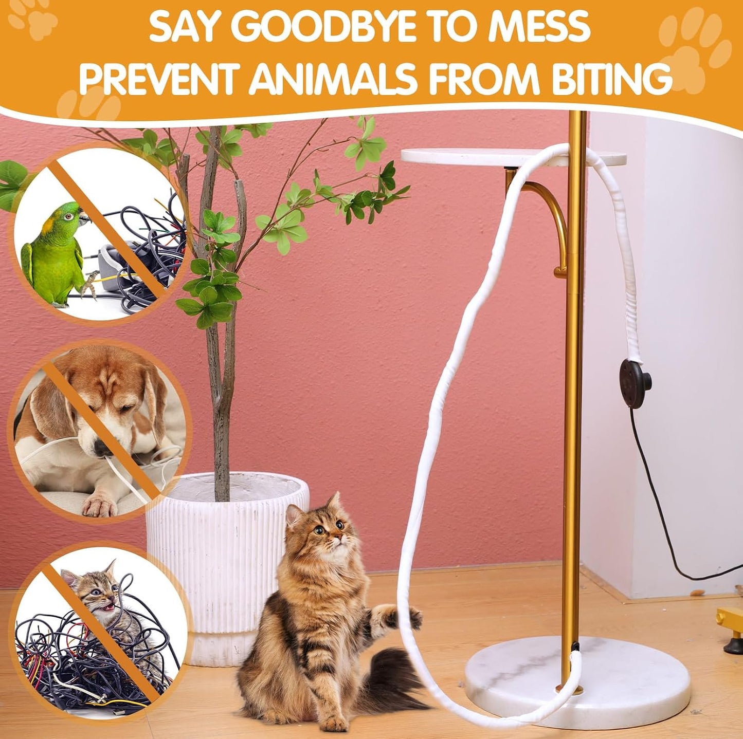 Pack 3 Protectores Cable 30pies Contra Mascotas 3/8pulg