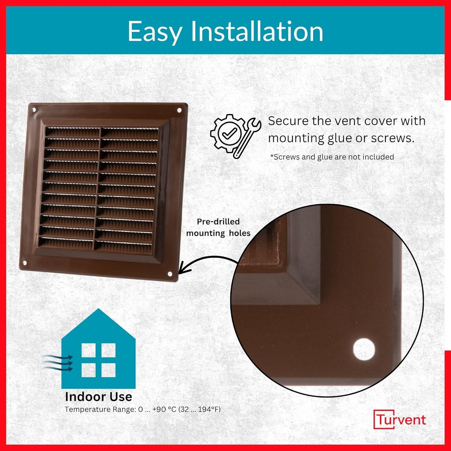 Cubierta ventilación 4x4 pulg plástico para HVAC