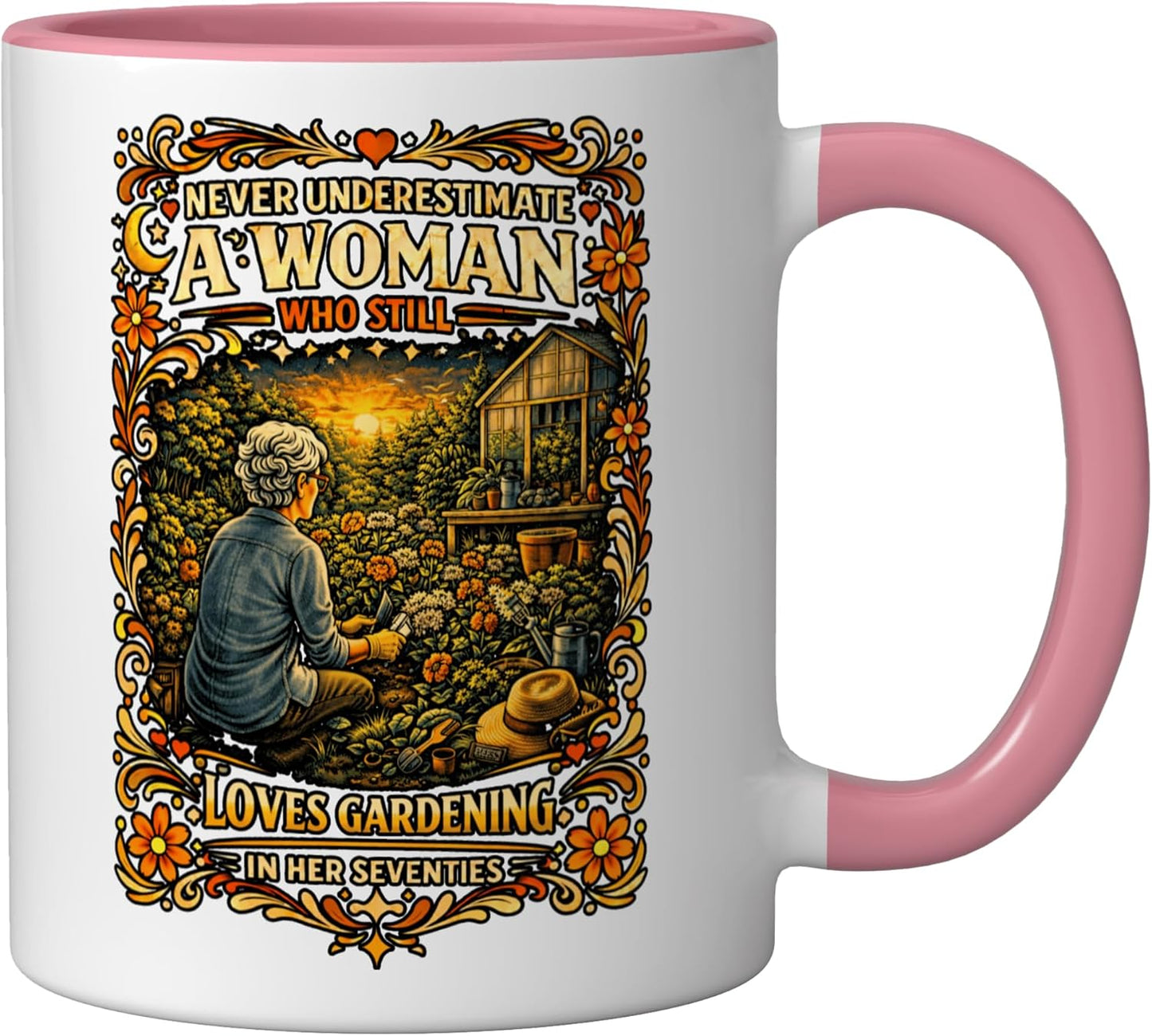 Taza Cerámica para Mujer 70s Rosa/Blanco